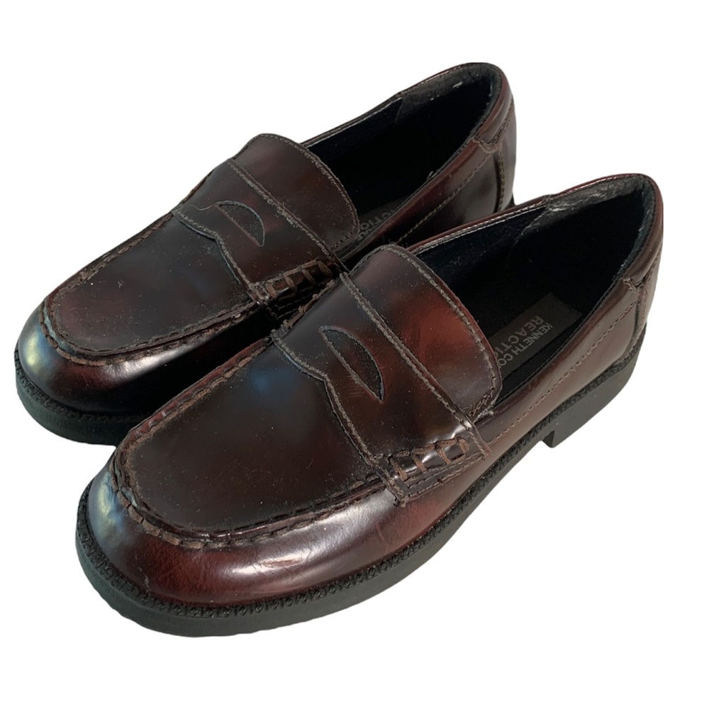 Kenneth Cole Reaction Leather Loafers Boy’s Size 2 Brown